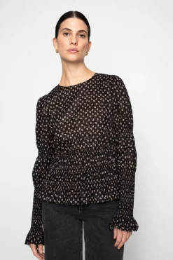 Elsa Top Taupe Flower Print