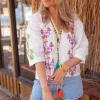 Embr Blouse White Purple