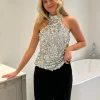 Emily Top Silver Sequin
