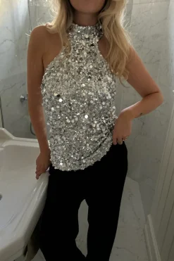 Emily Top Silver Sequin