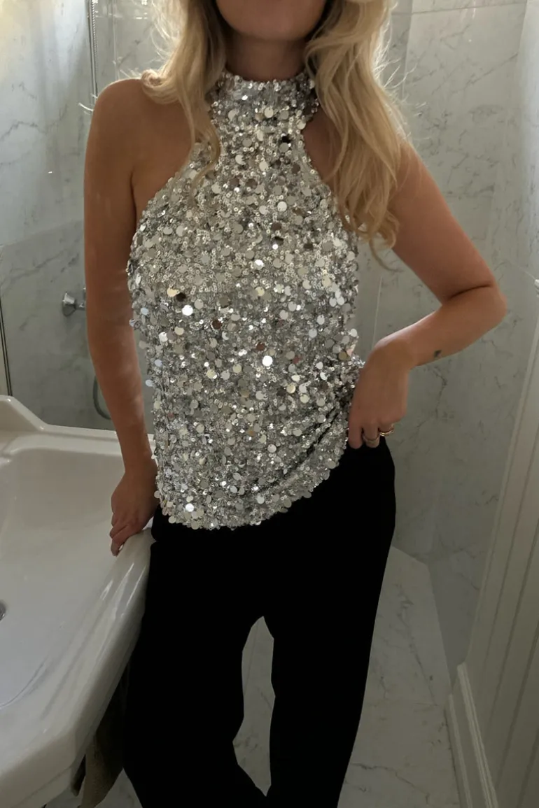 Emily Top Silver Sequin