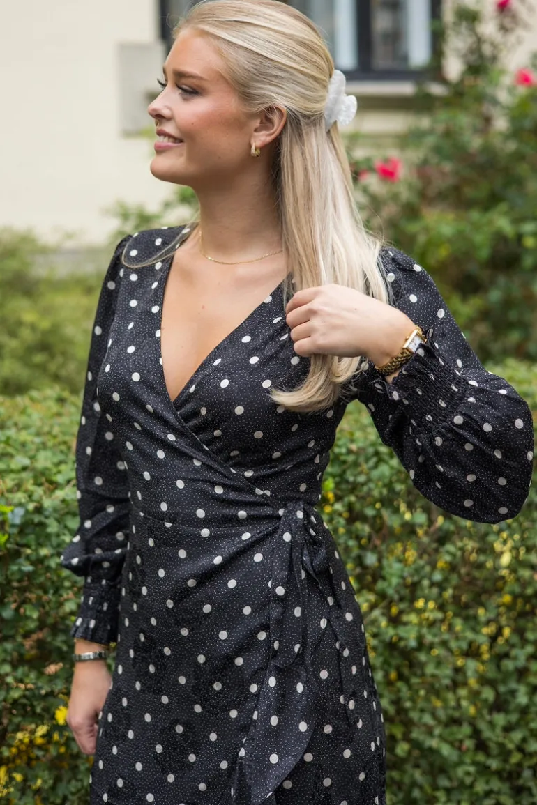 Eva Retro Dot Dress Black