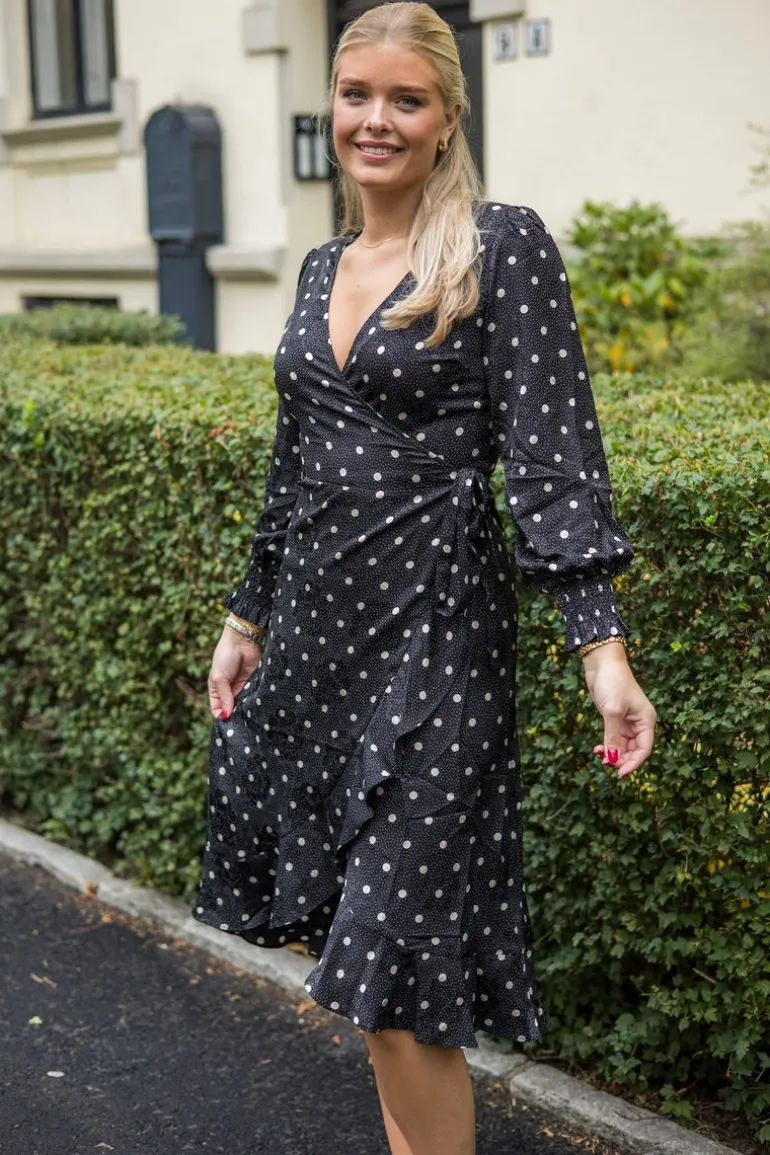 Eva Retro Dot Dress Black