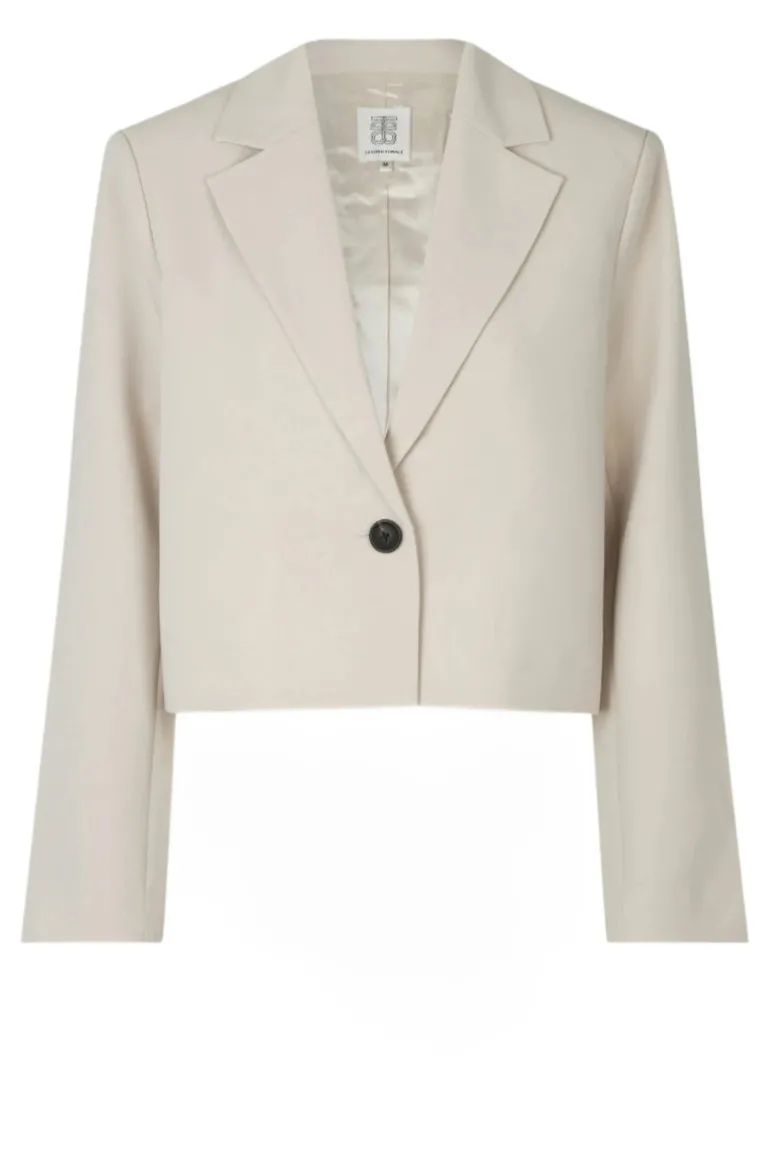 Evie Cropped Blazer Pumice Stone