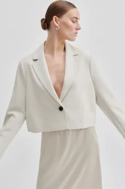 Evie Cropped Blazer Pumice Stone