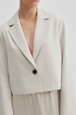 Evie Cropped Blazer Pumice Stone