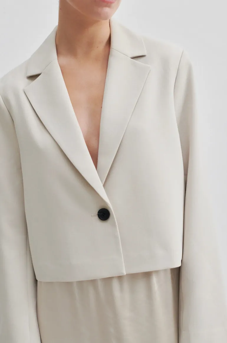 Evie Cropped Blazer Pumice Stone