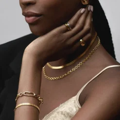 Flat Box Chain Bracelet Pale Gold