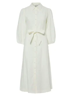 Flaxy 3/4 Linen Shirt Dress Star White
