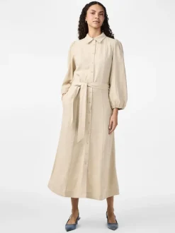 Flaxy 3/4 Linen Shirt Dress Birch