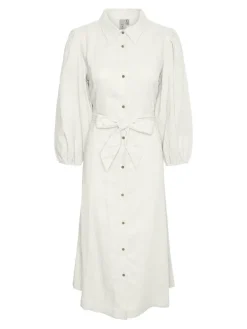 Flaxy 3/4 Linen Shirt Dress Star White