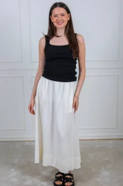 Flaxy Hw Ankle Skirt Star White