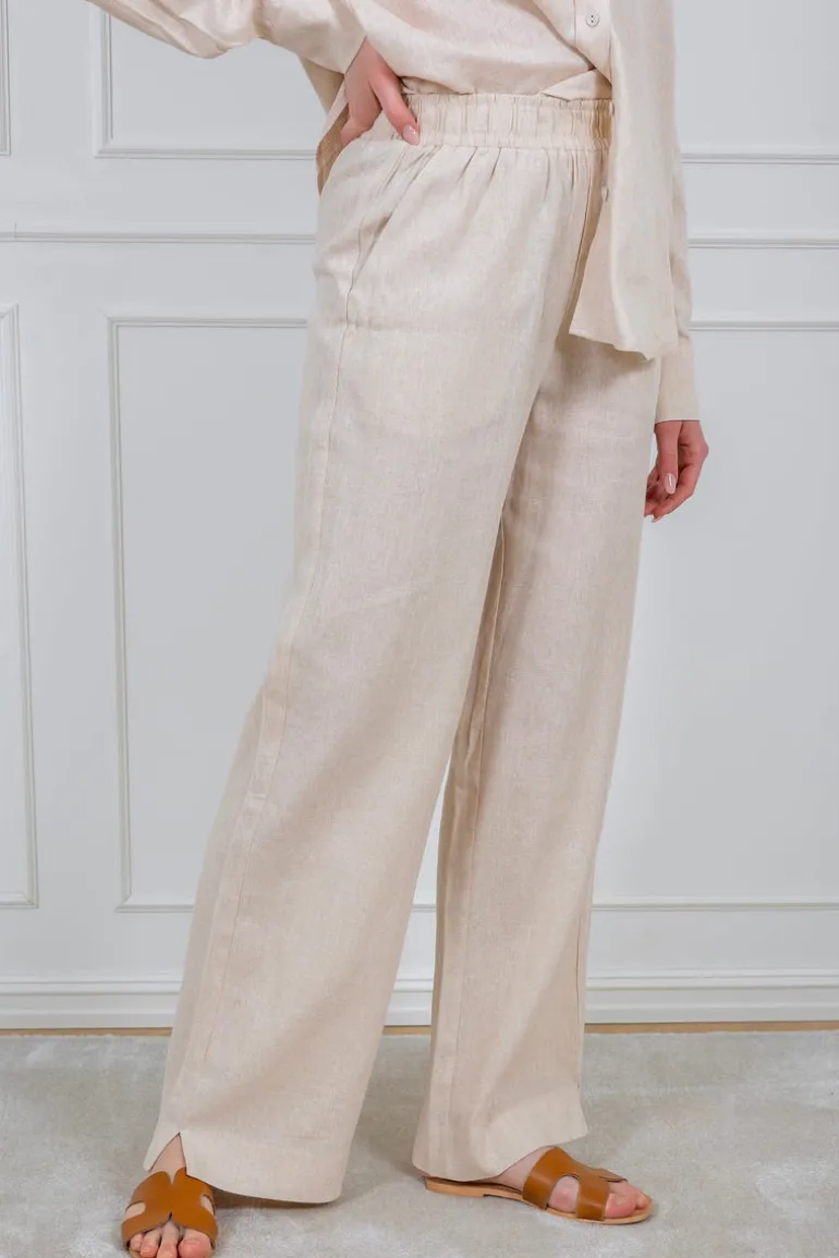 Flaxy Hw Linen Pant Birch