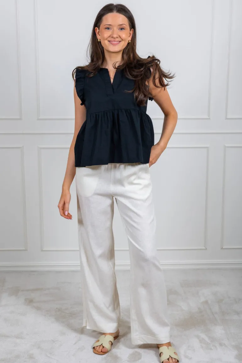 Flaxy Hw Linen Pant Star White