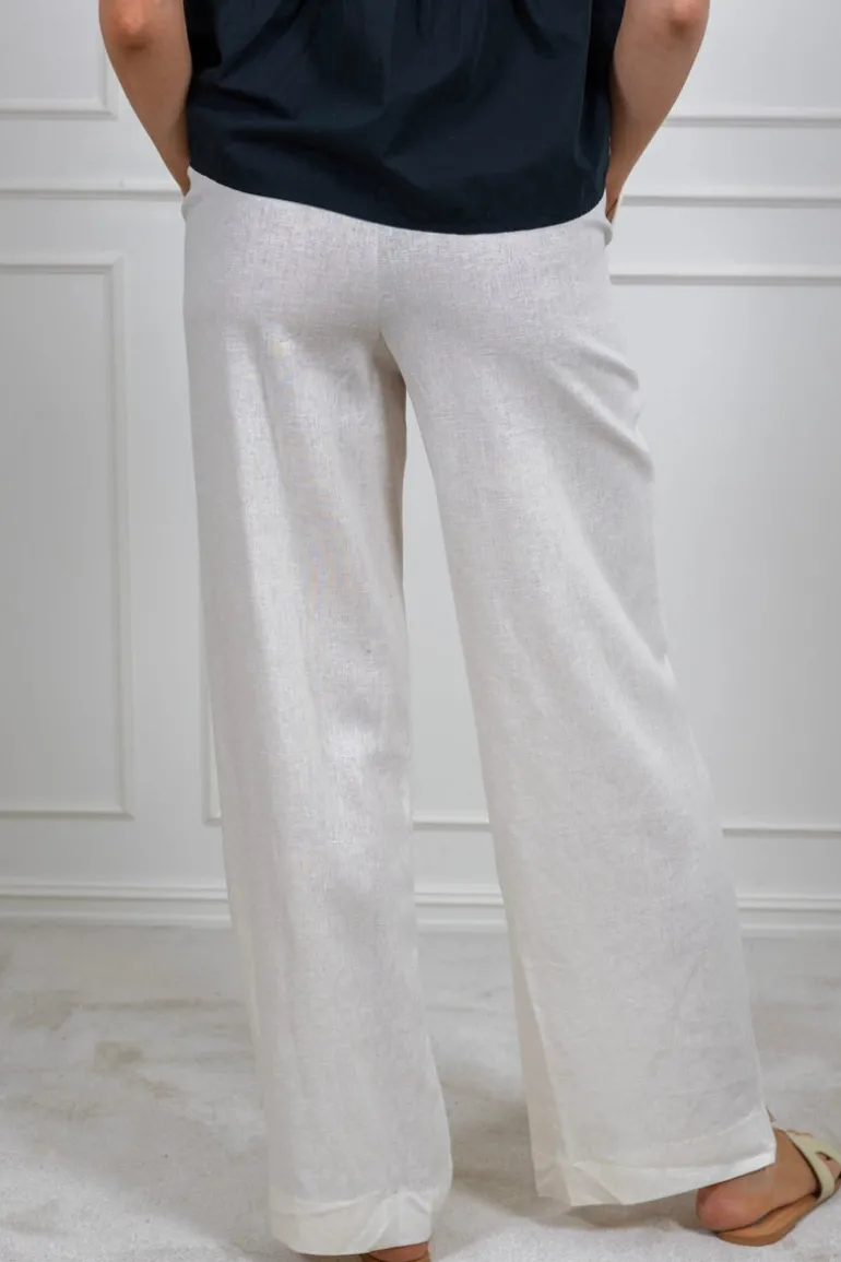 Flaxy Hw Linen Pant Star White