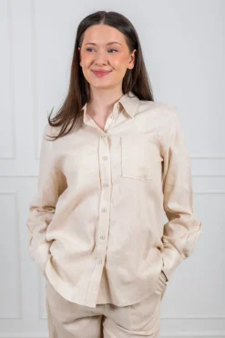 Flaxy Ls Linen Shirt Birch