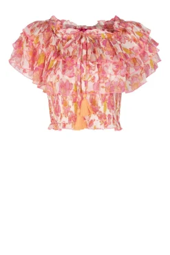 Flowers Layers Chiffon White Pink Rosa