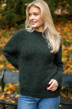 Gabella Ls Knit O-Neck Camp Scarab