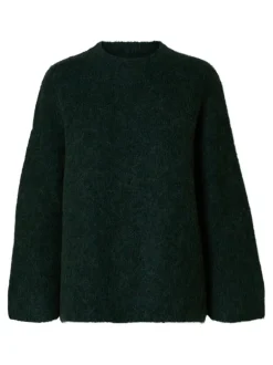 Gabella Ls Knit O-Neck Camp Scarab