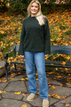Gabella Ls Knit O-Neck Camp Scarab