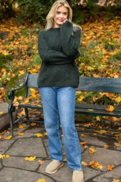 Gabella Ls Knit O-Neck Camp Scarab
