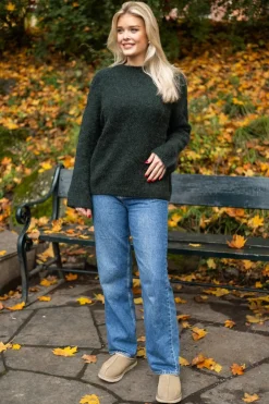 Gabella Ls Knit O-Neck Camp Scarab