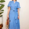 Gaia Dress Blue Voille