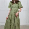 Gaia Dress Sage Poplin