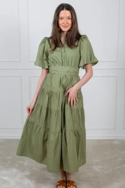 Gaia Dress Sage Poplin