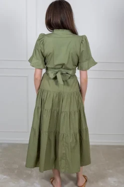 Gaia Dress Sage Poplin