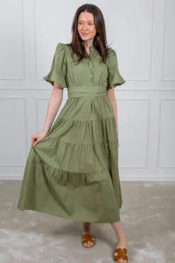 Gaia Dress Sage Poplin
