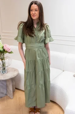 Gaia Dress Sage Poplin