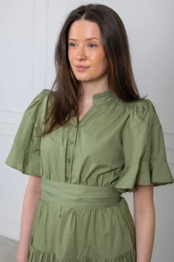 Gaia Dress Sage Poplin