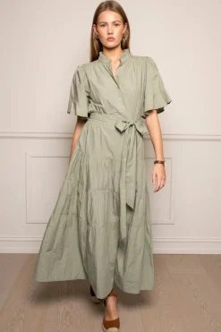 Gaia Dress Sage Poplin