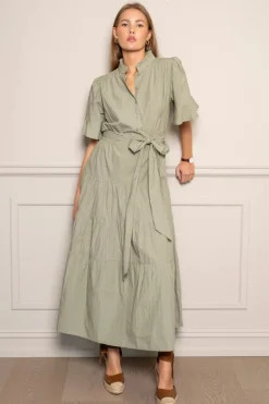 Gaia Dress Sage Poplin