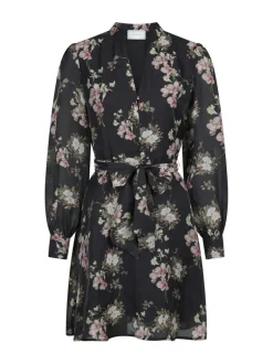 Heidi Print Flower Dress Black