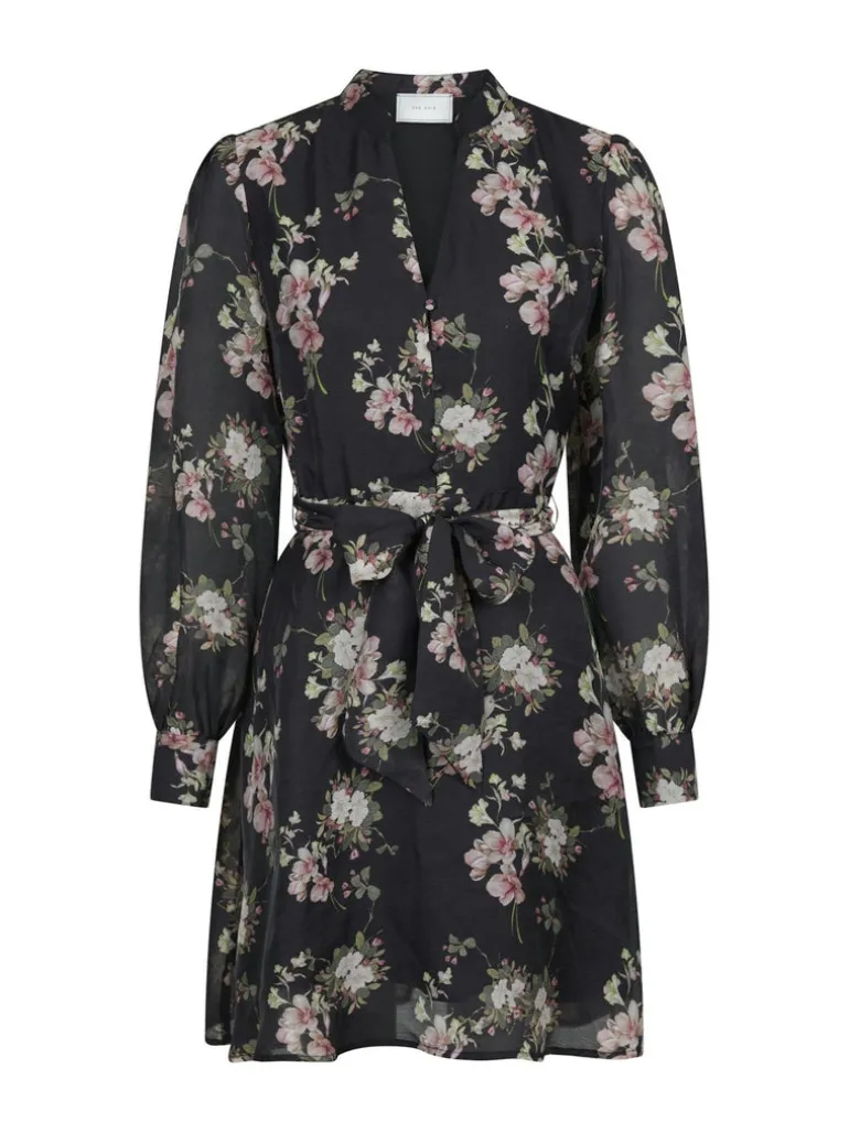 Heidi Print Flower Dress Black
