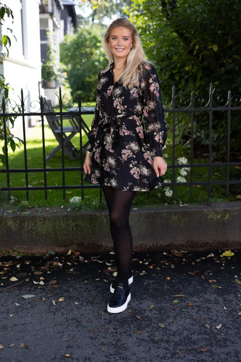 Heidi Print Flower Dress Black