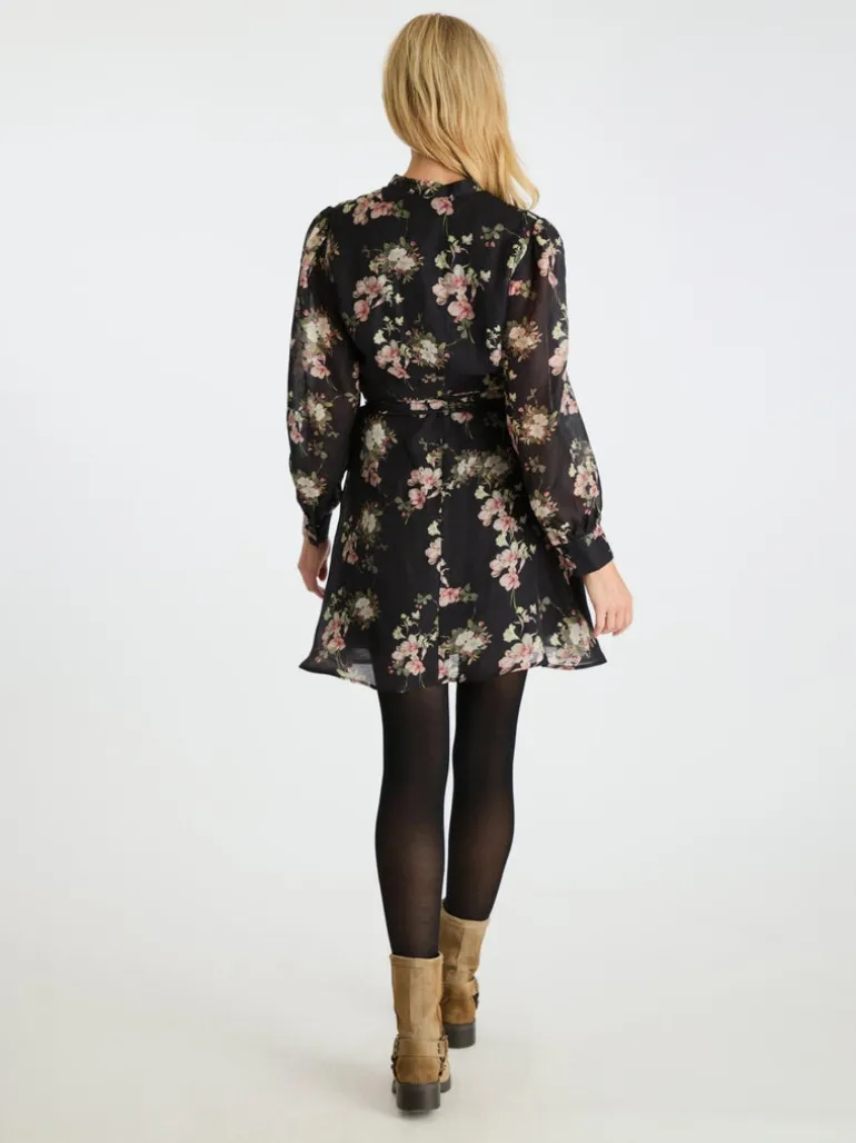 Heidi Print Flower Dress Black