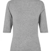 Honor Ss T-Neck Tee Grey Melange