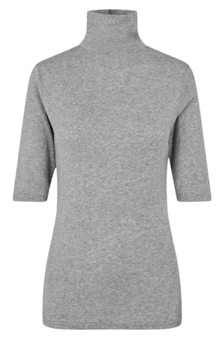 Honor Ss T-Neck Tee Grey Melange