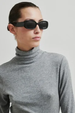 Honor Ss T-Neck Tee Grey Melange