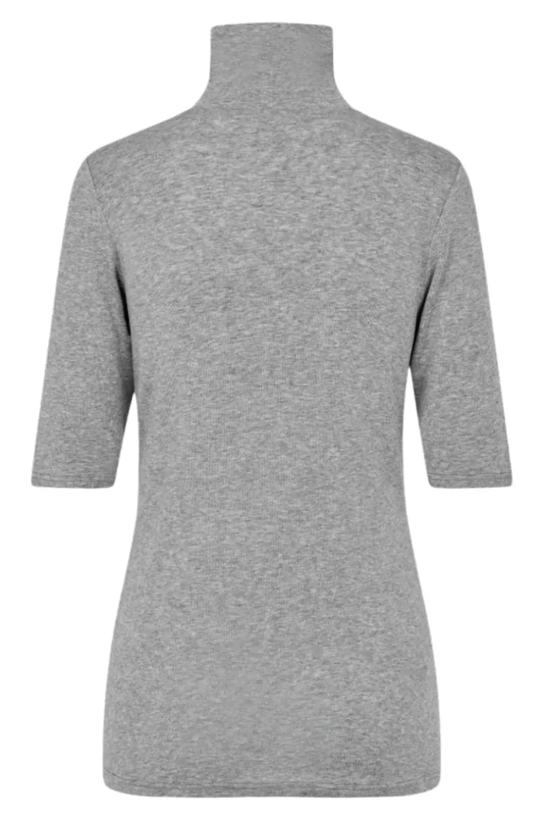Honor Ss T-Neck Tee Grey Melange
