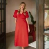 Illana Poplin Dress Red
