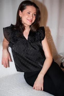 Jayla Bedazzled Top Black