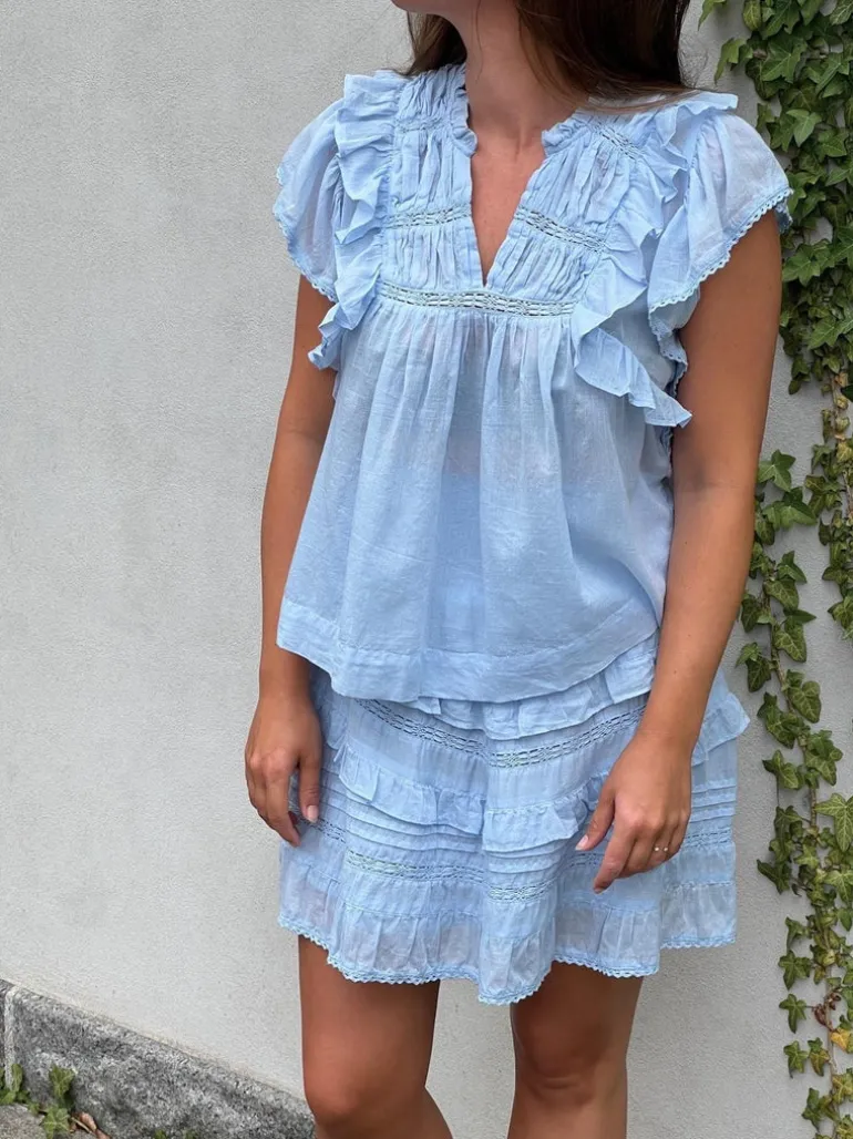 Jayla S Voile Top Light Blue