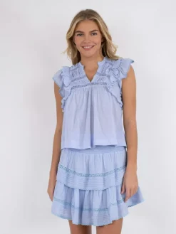 Jayla S Voile Top Light Blue