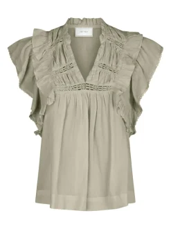 Jayla S Voile Top Smoke Green