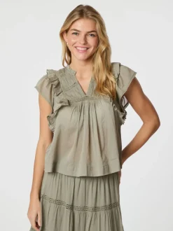 Jayla S Voile Top Smoke Green