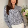 Jenny Blouse Navy Rosehip Print